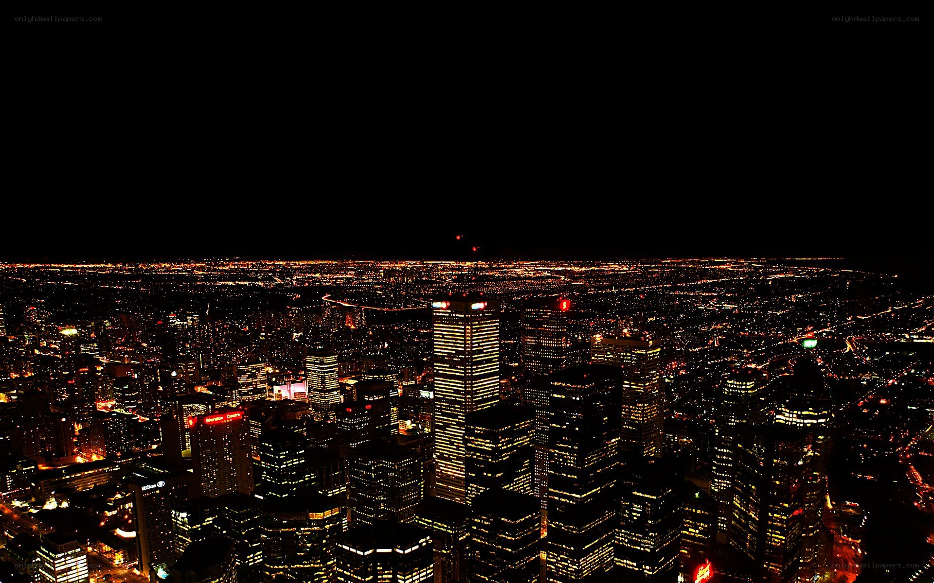 nighttime city skyline view