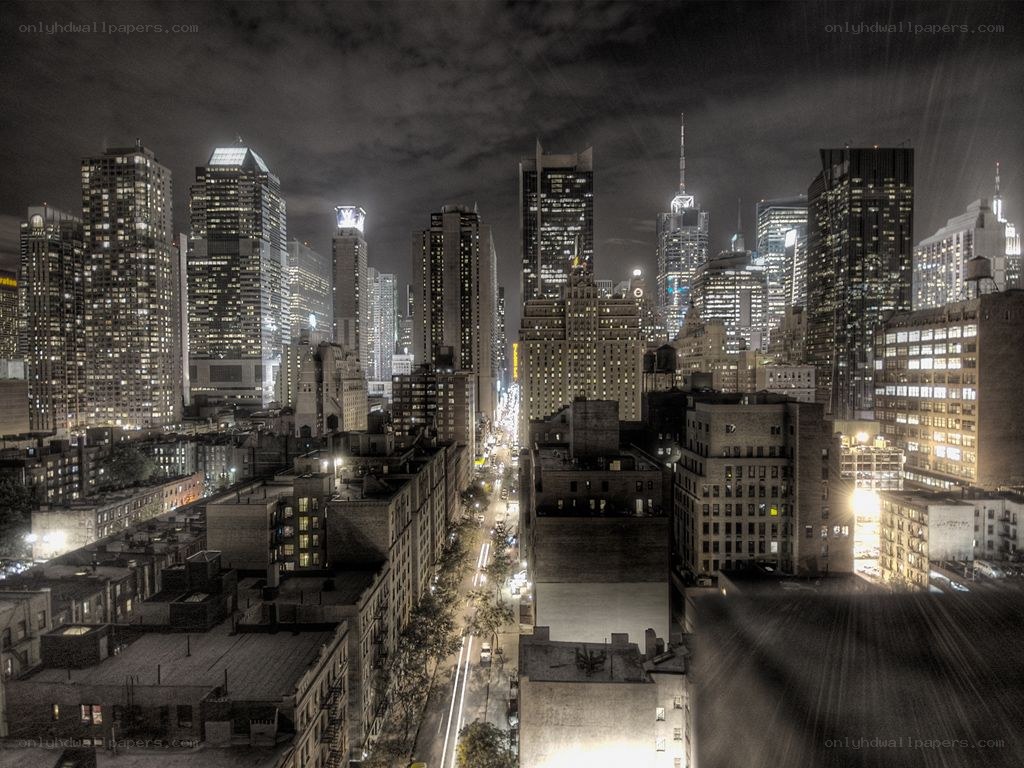 nighttime city skyline view