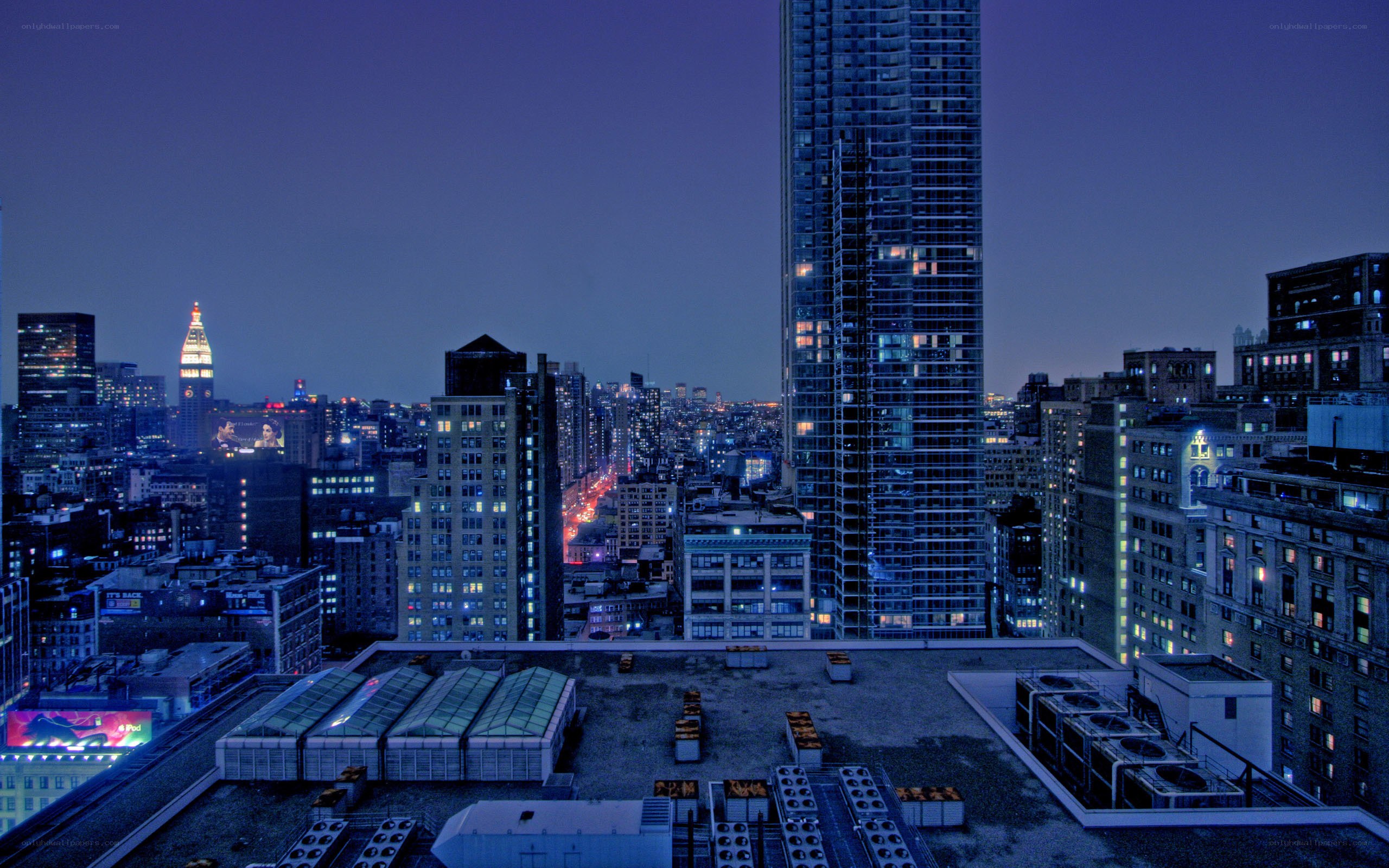 nighttime city skyline view