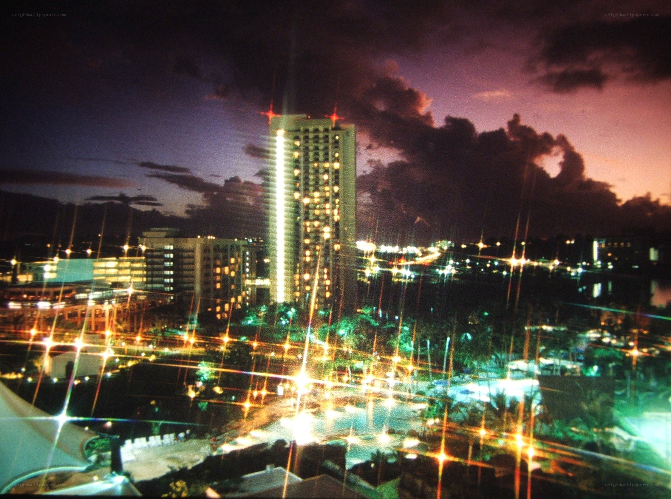 nighttime city skyline view