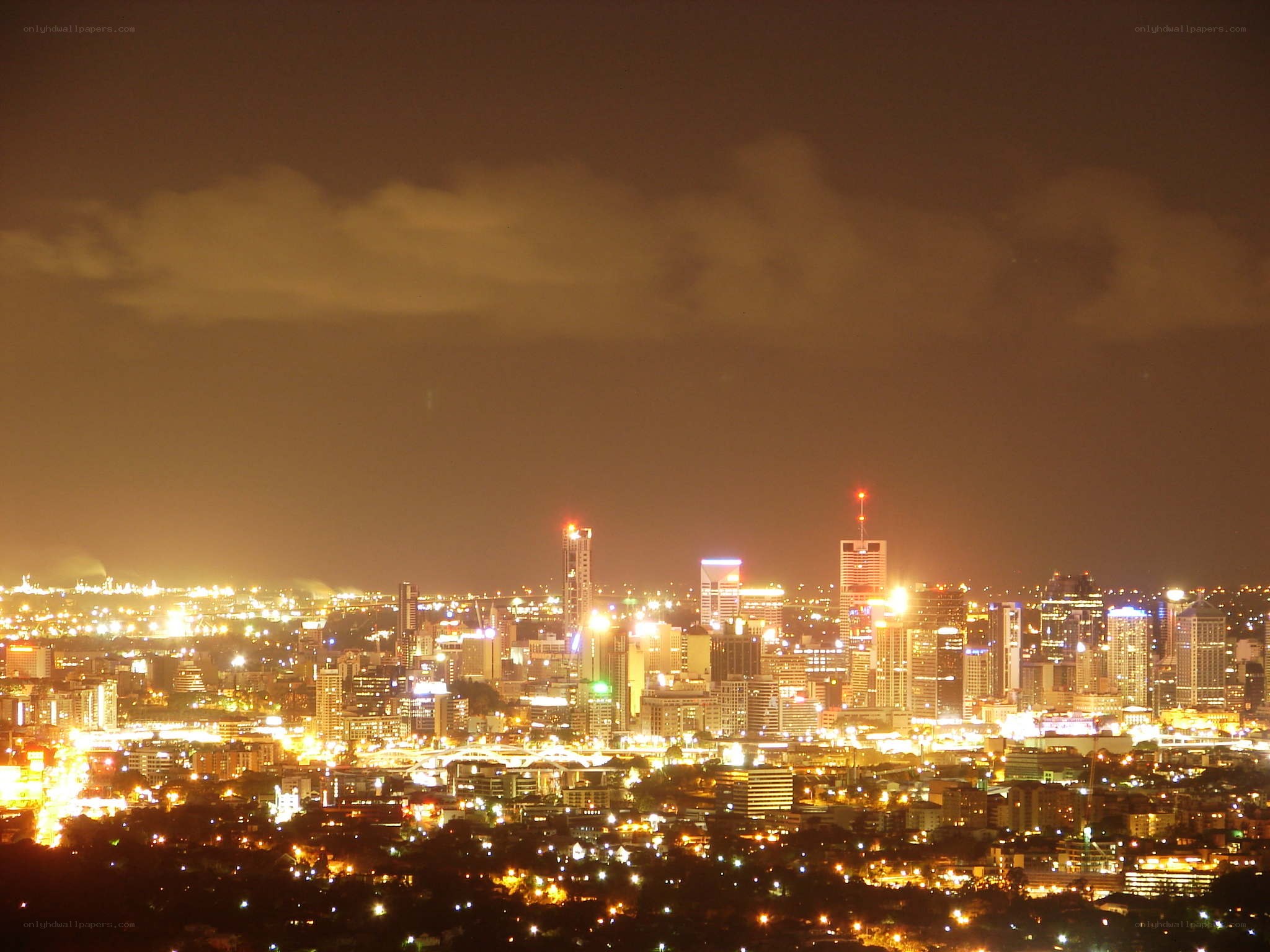 nighttime city skyline view
