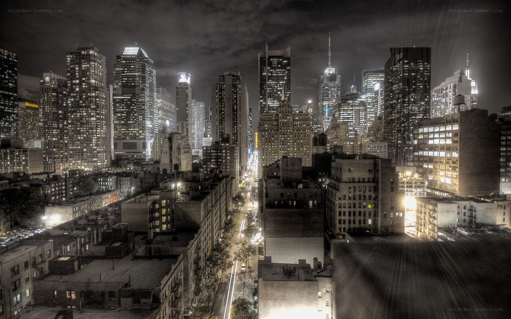 nighttime city skyline view
