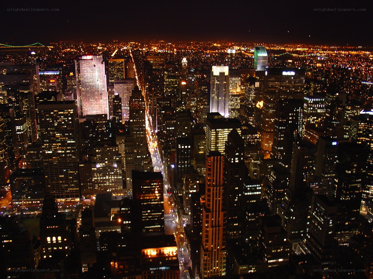 nighttime city skyline view