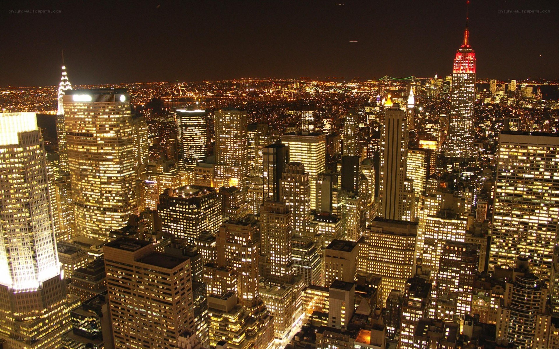 nighttime city skyline view