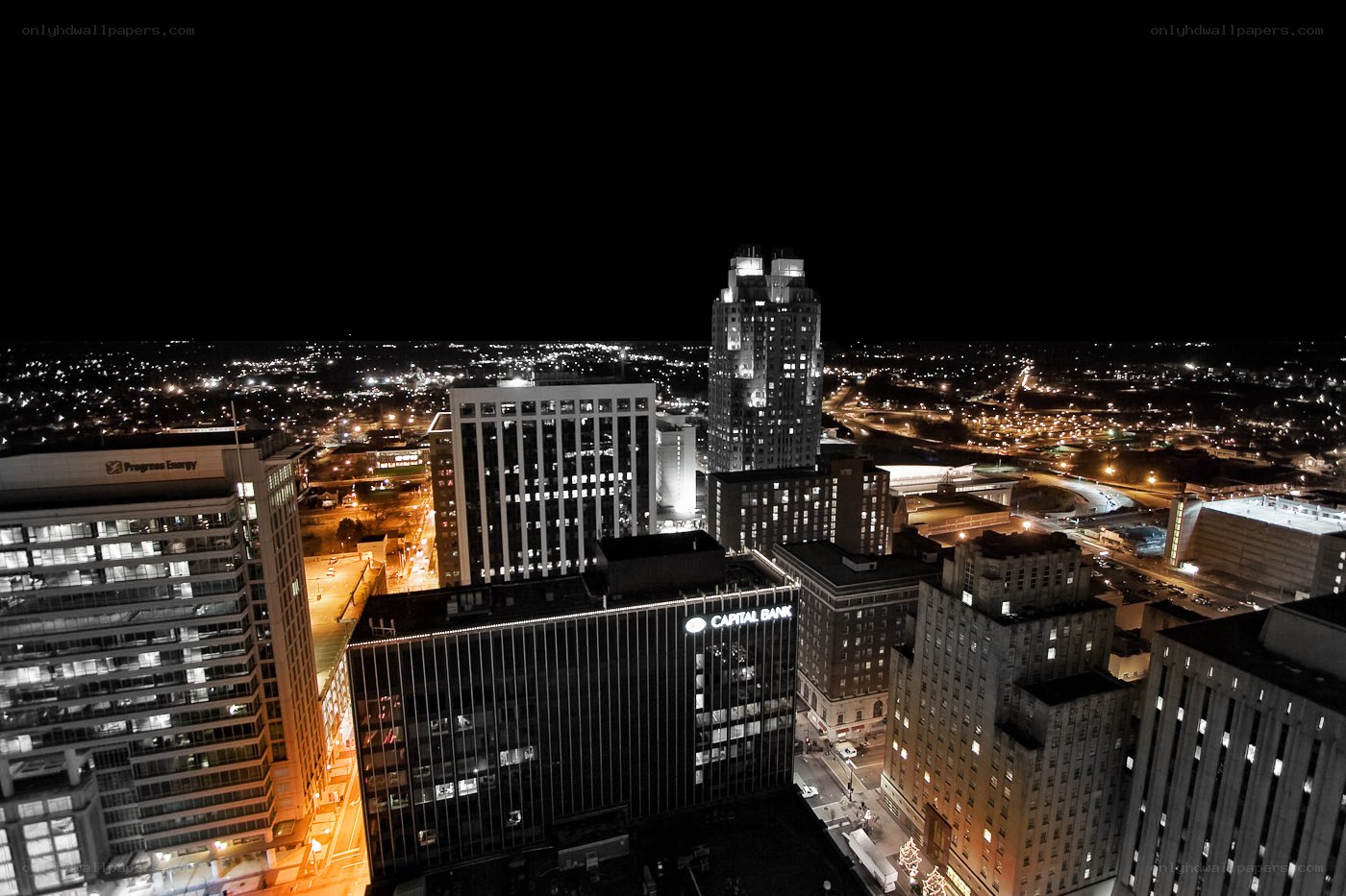 nighttime city skyline view