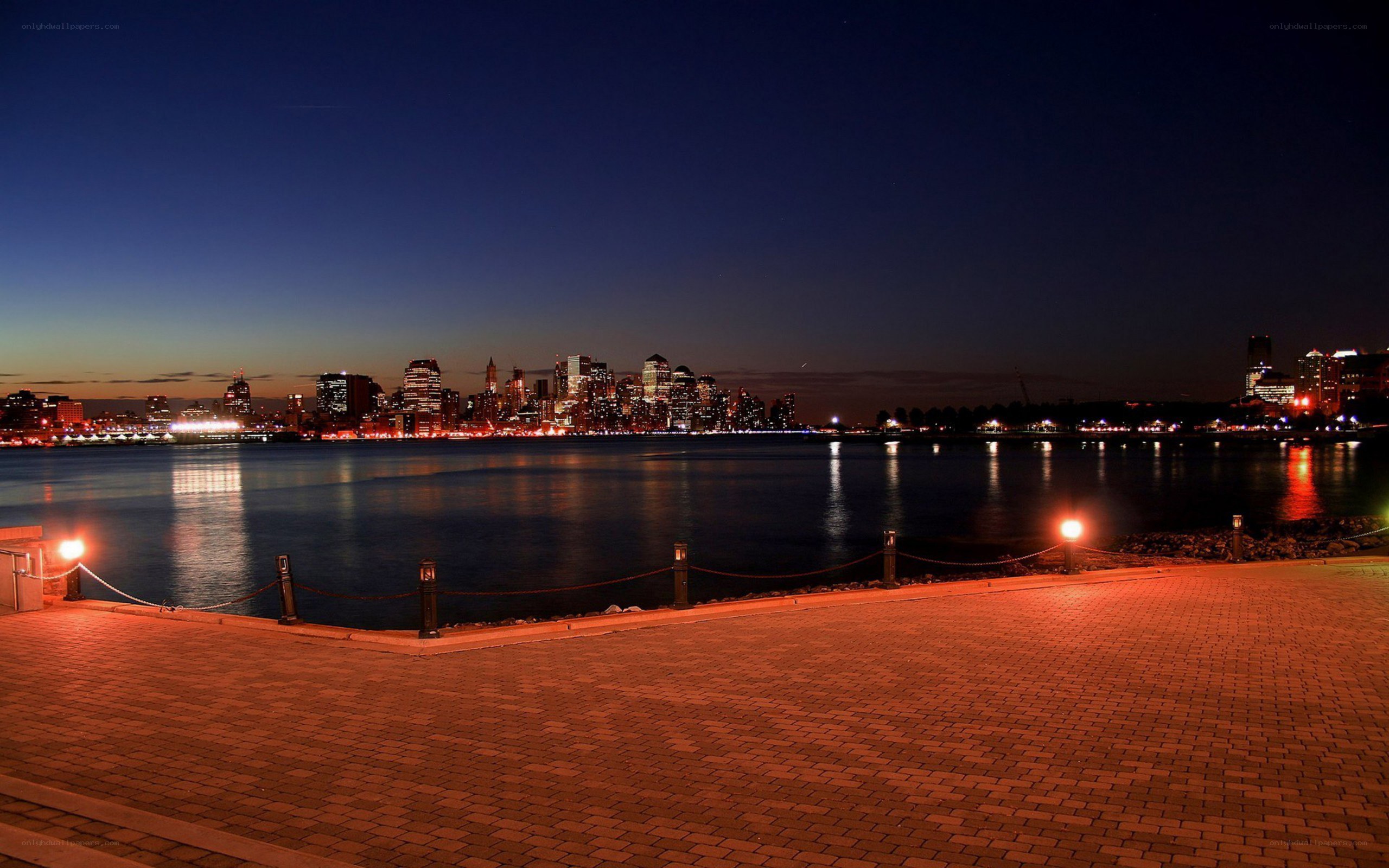 nighttime city skyline view