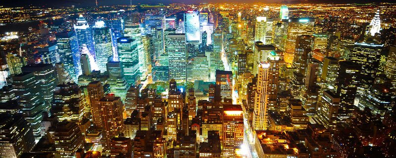 nighttime city skyline view