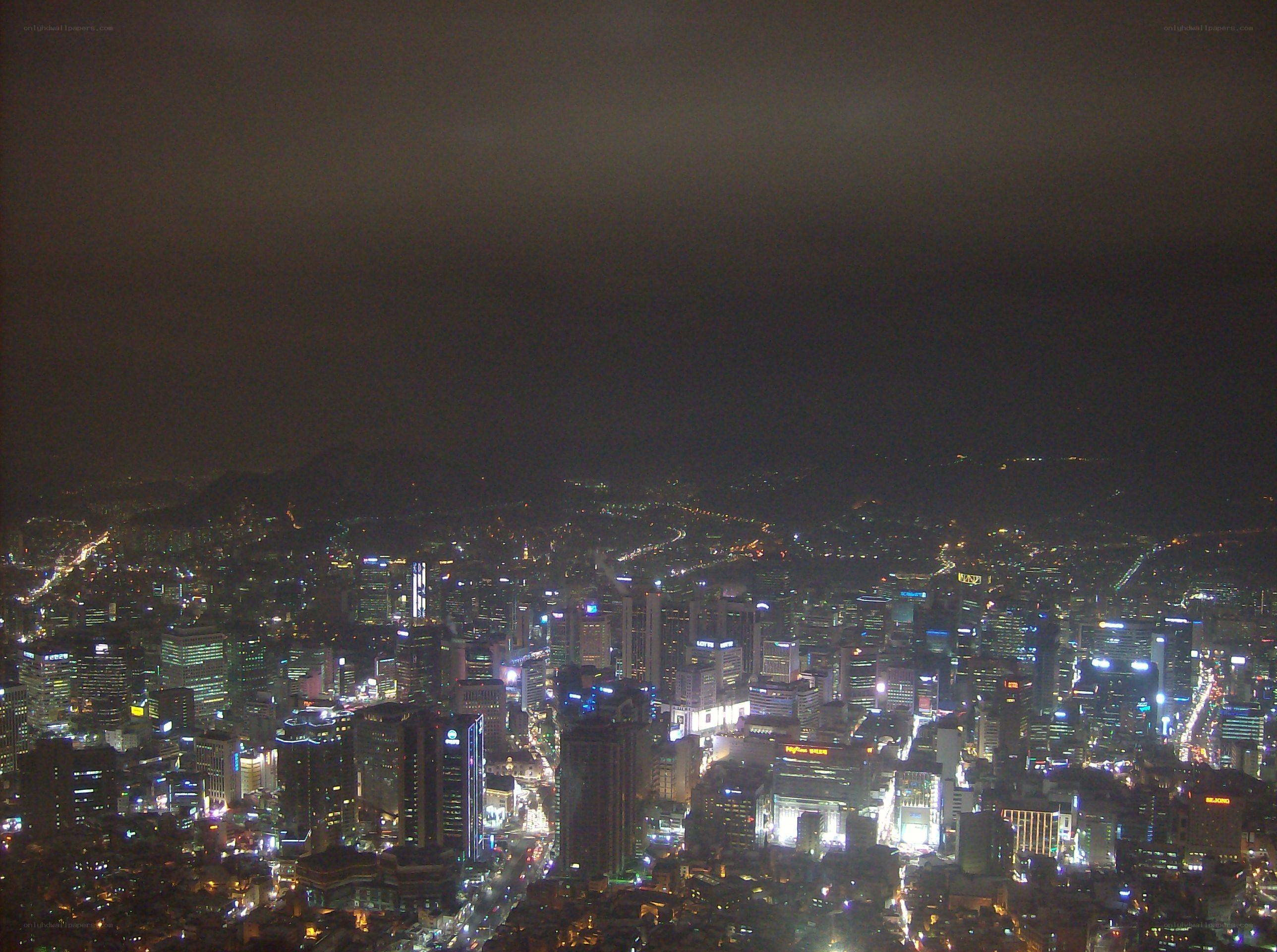 nighttime city skyline view