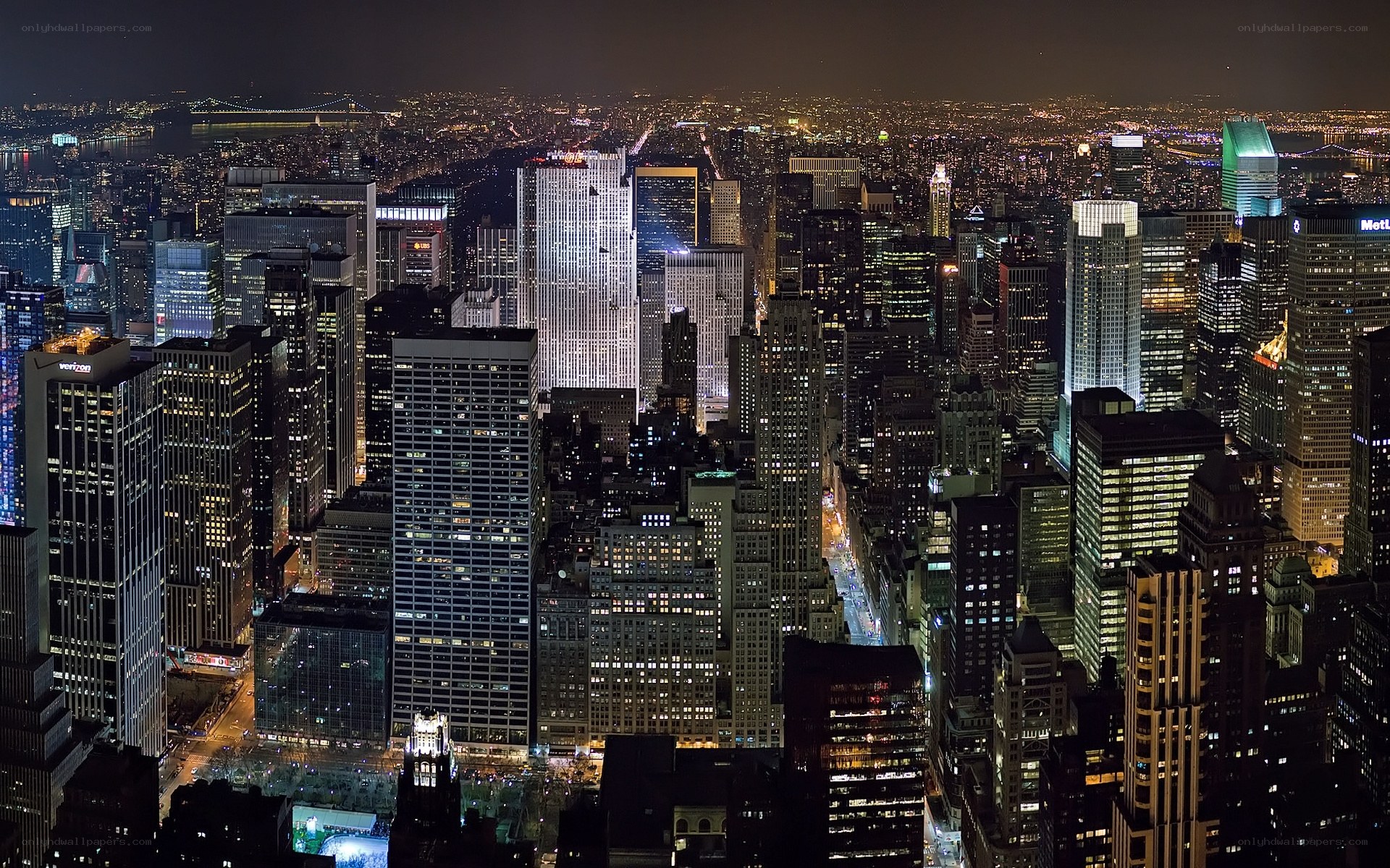 nighttime city skyline view