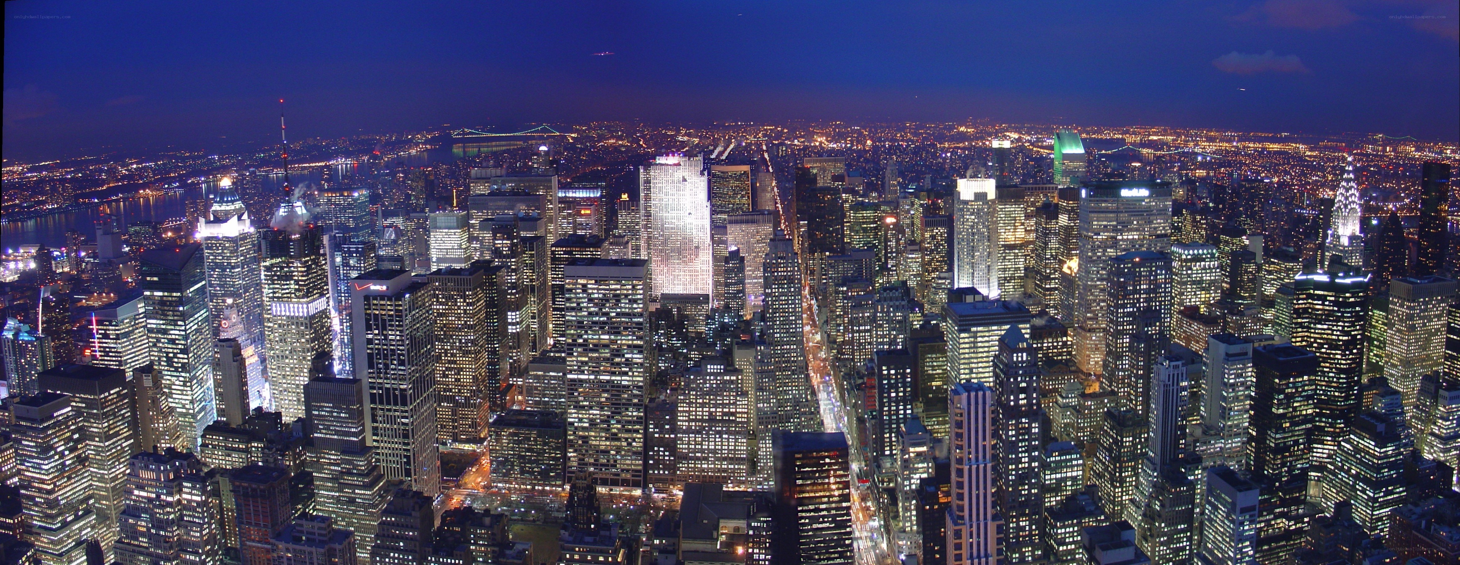 nighttime city skyline view