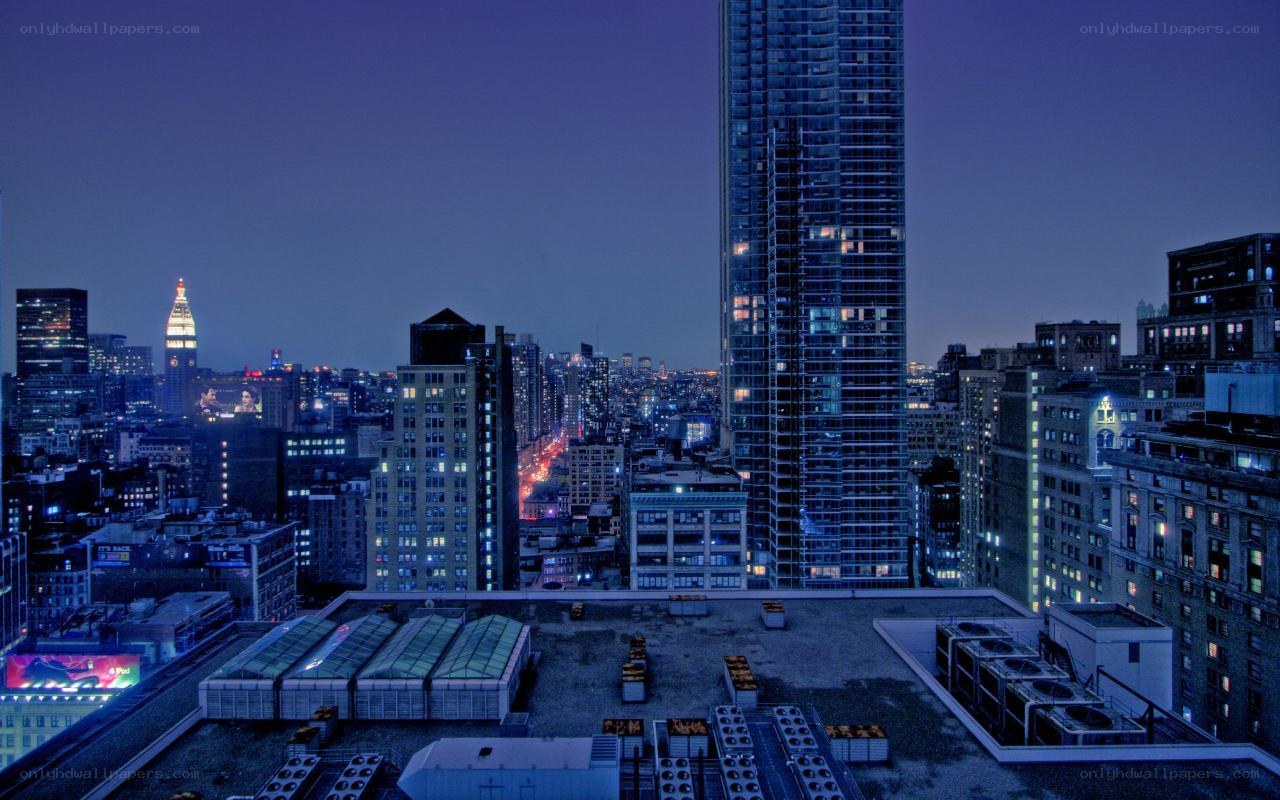 nighttime city skyline view