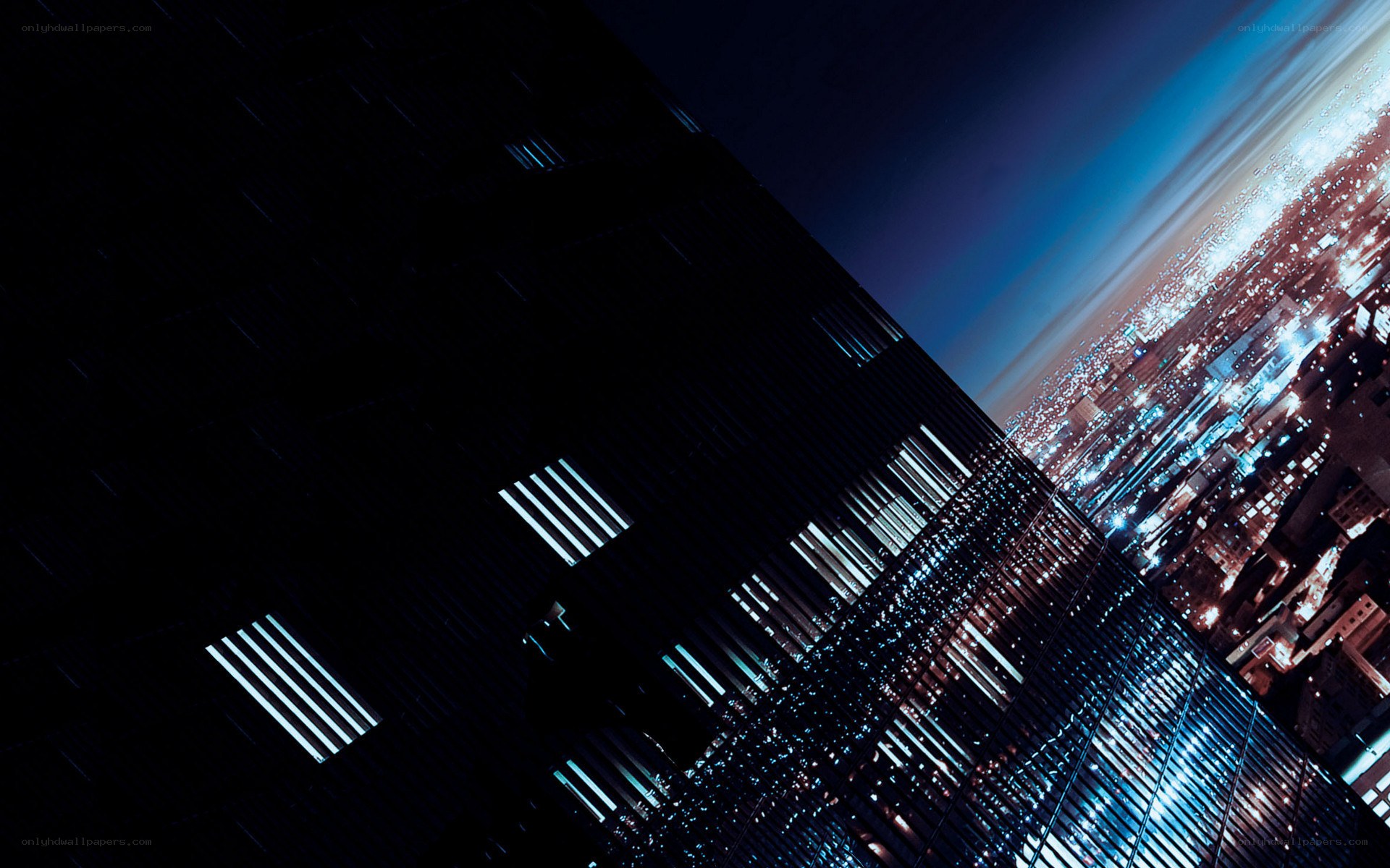 nighttime city skyline view