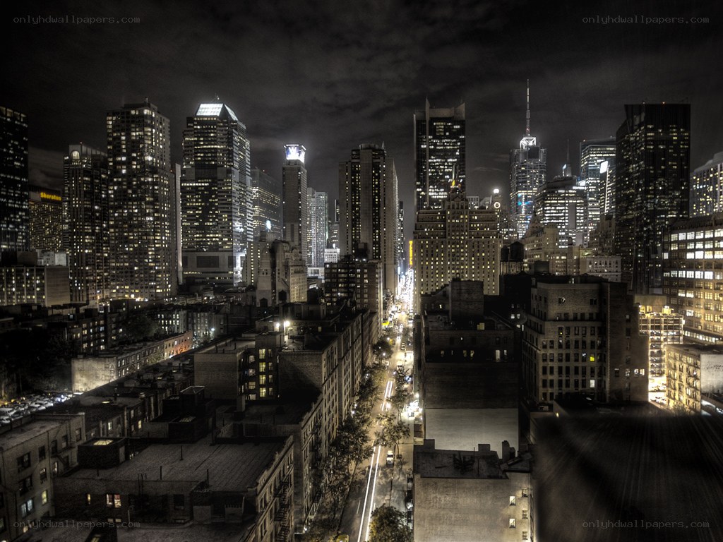 nighttime city skyline view