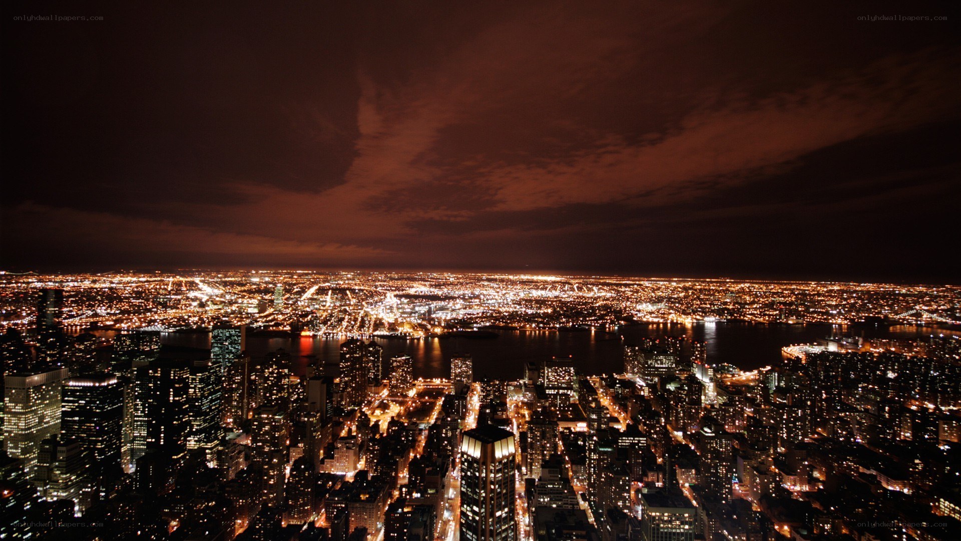 nighttime city skyline view