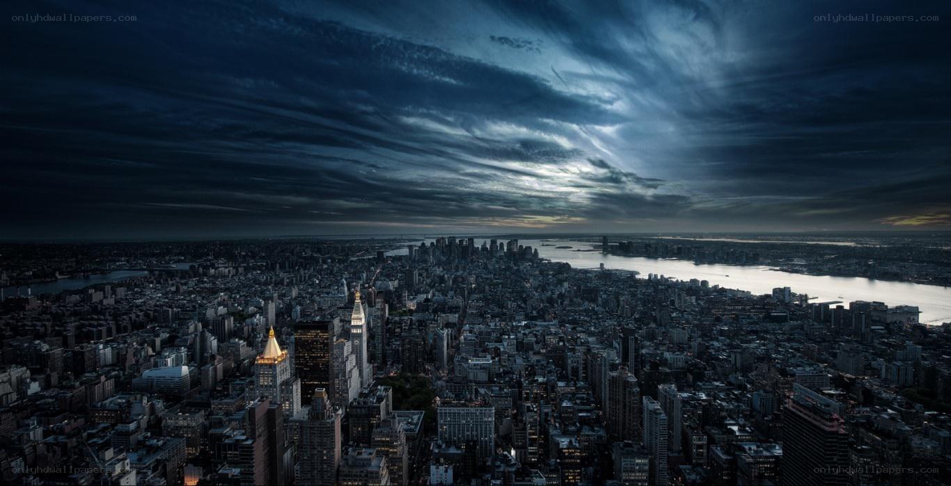 nighttime city skyline view