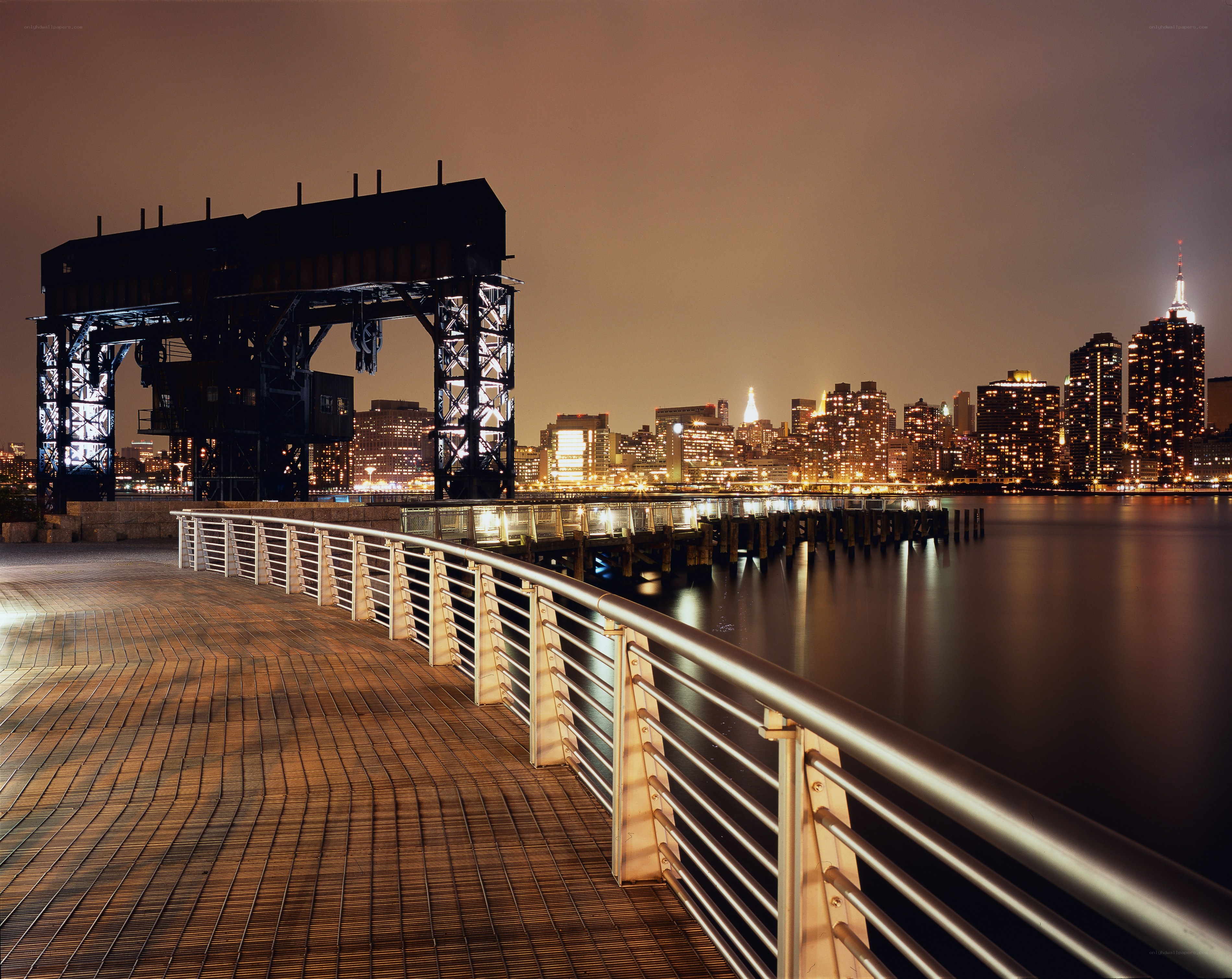 nighttime city skyline view