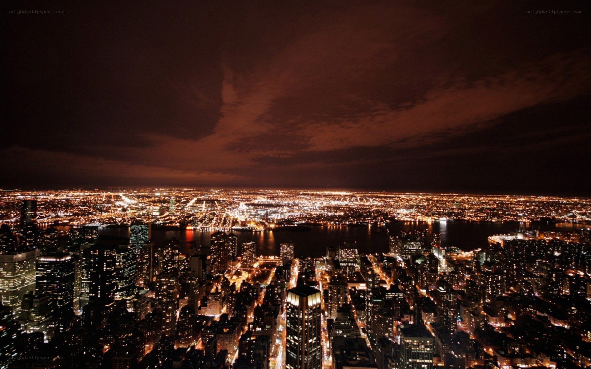 nighttime city skyline view