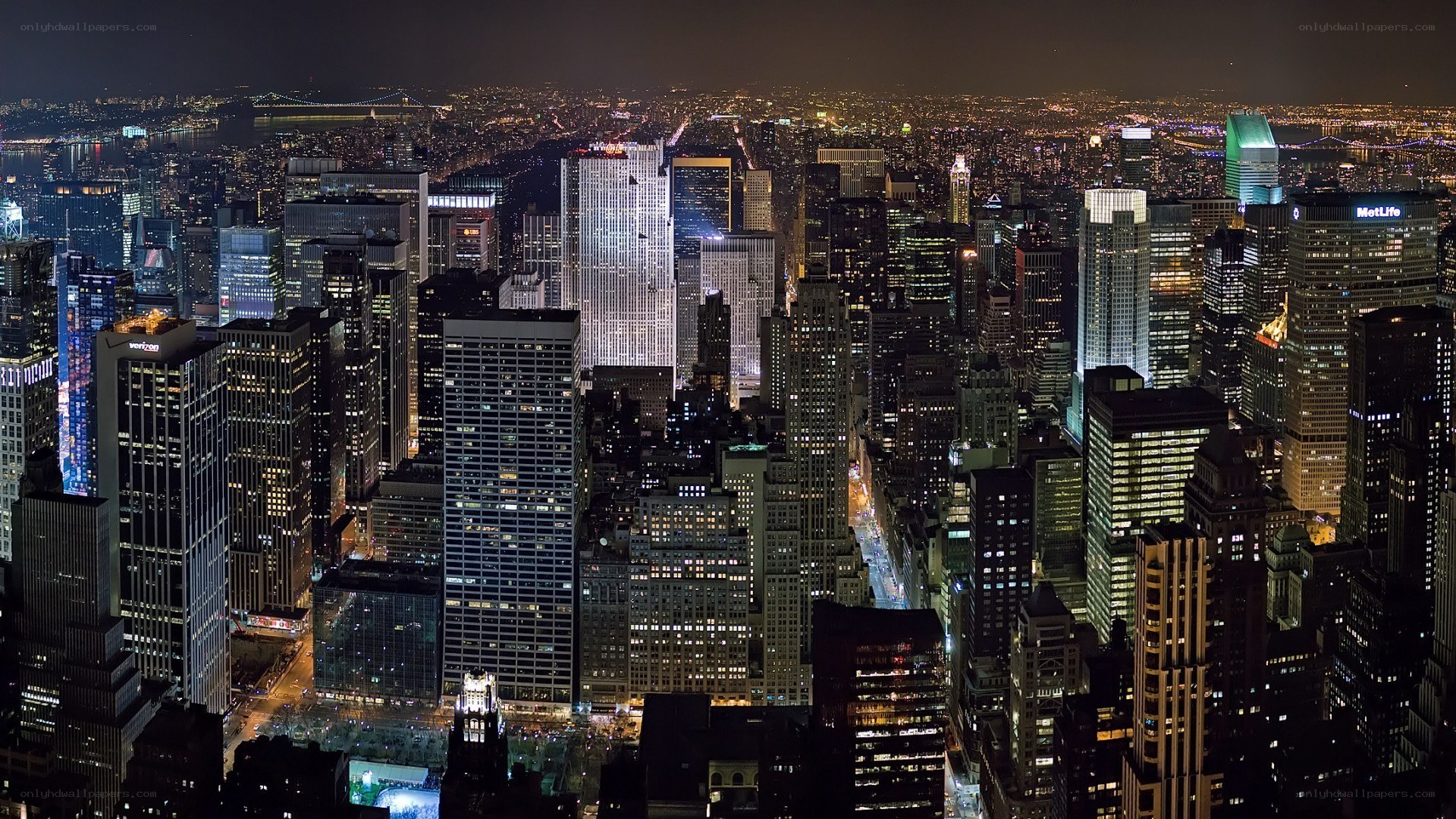 nighttime city skyline view