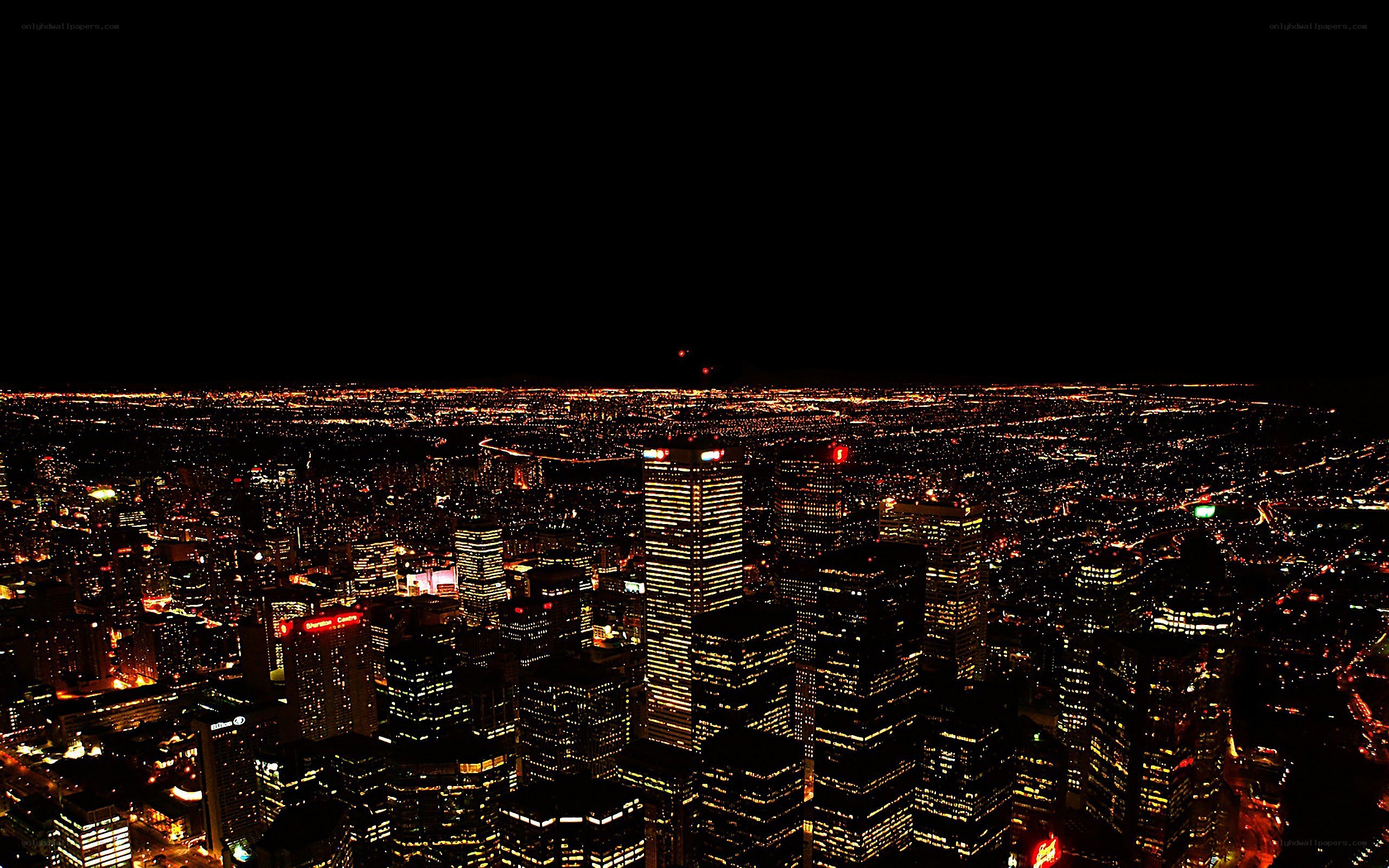 nighttime city skyline view