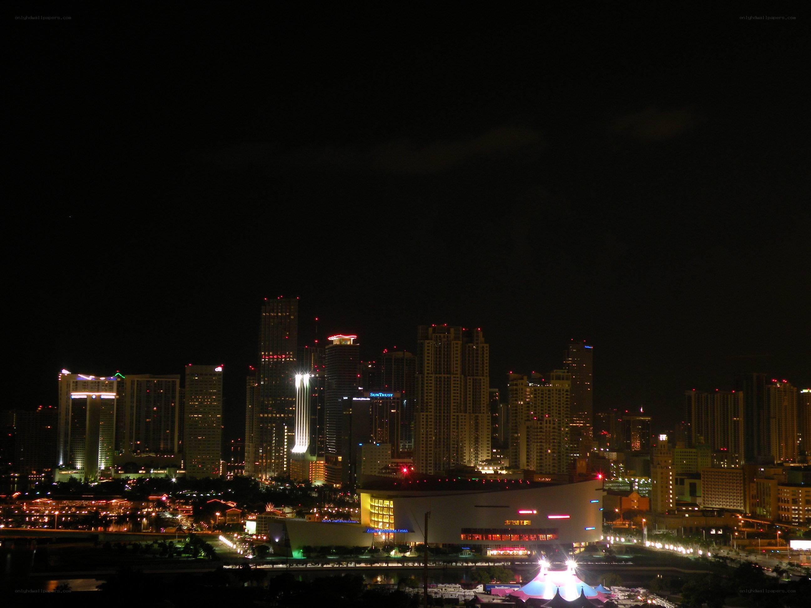nighttime city skyline view