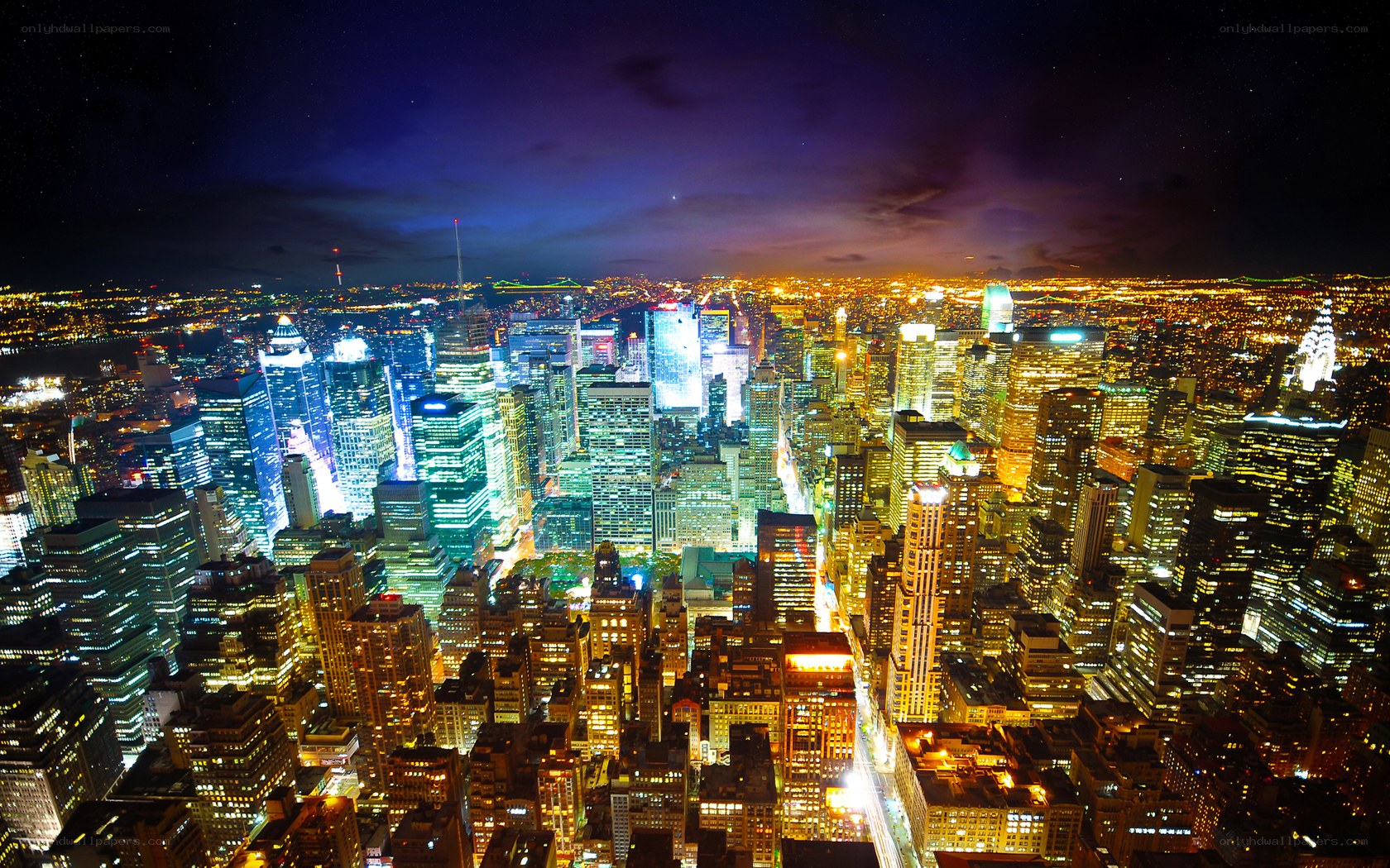 nighttime city skyline view