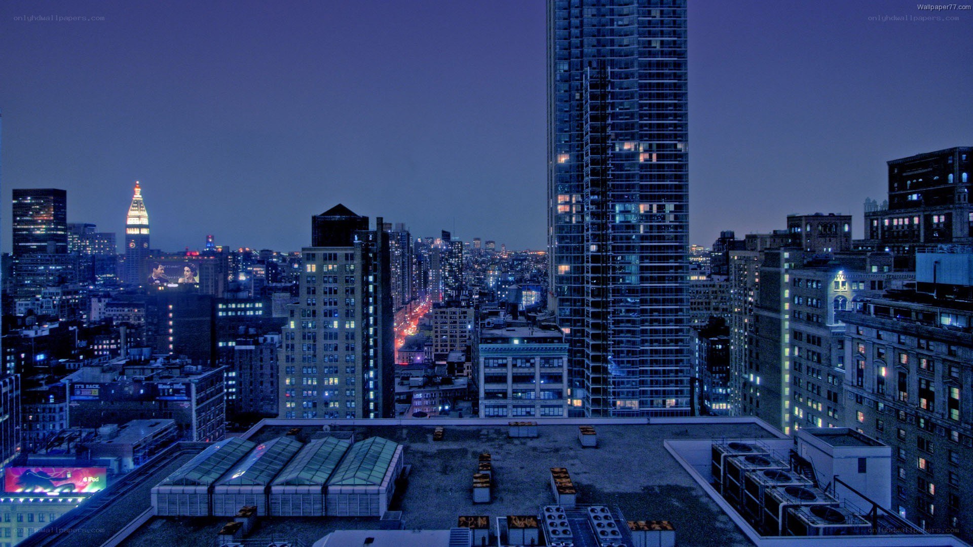 nighttime city skyline view