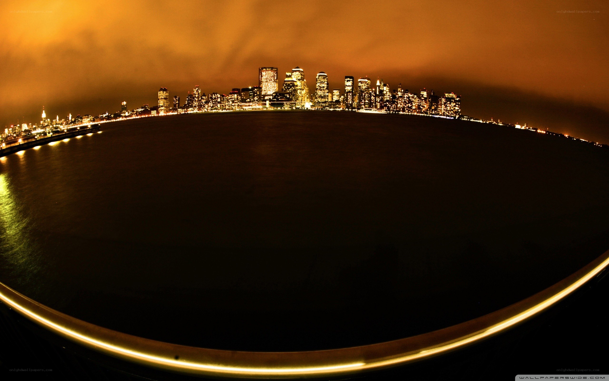nighttime city skyline view