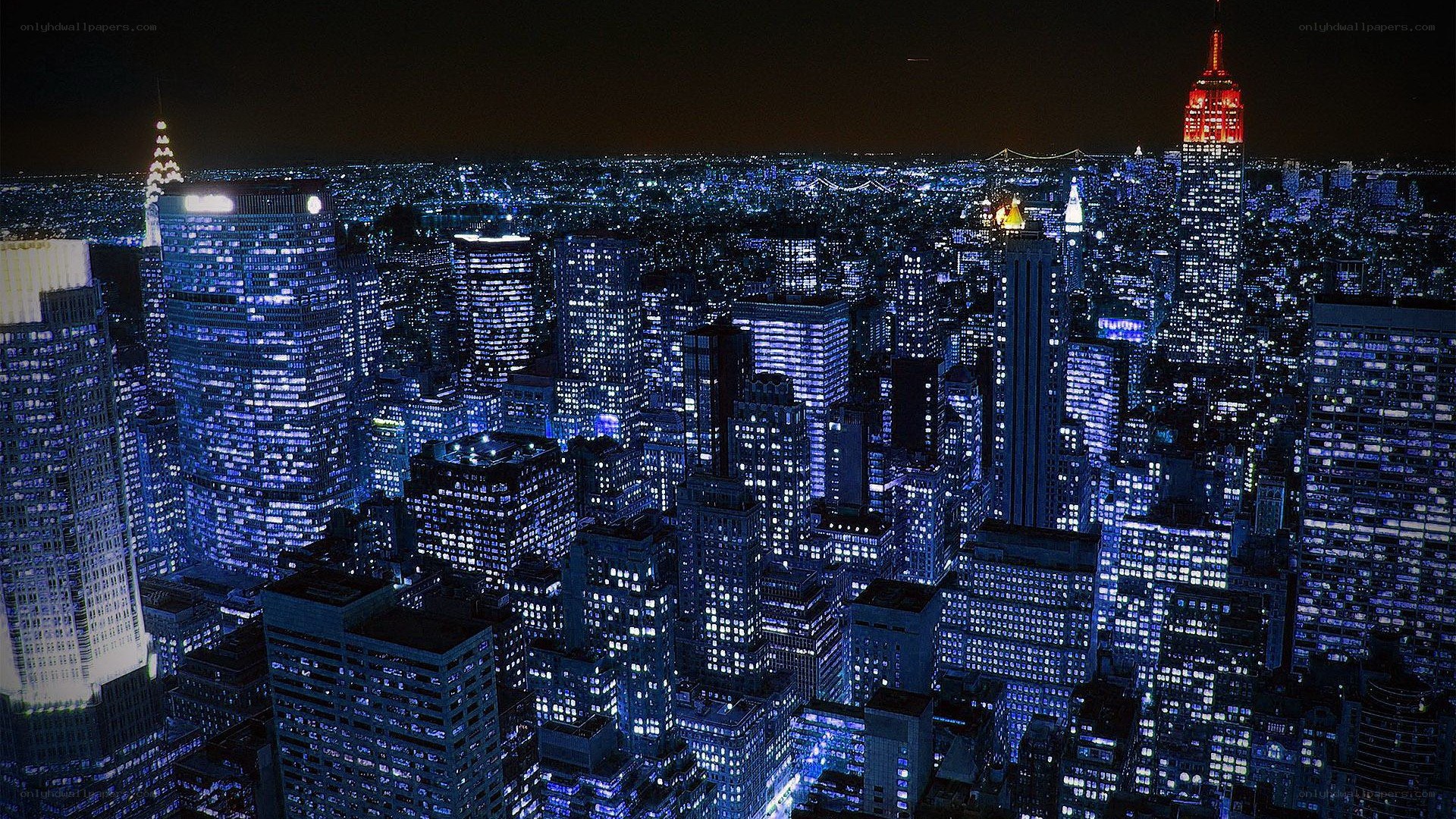 nighttime city skyline view