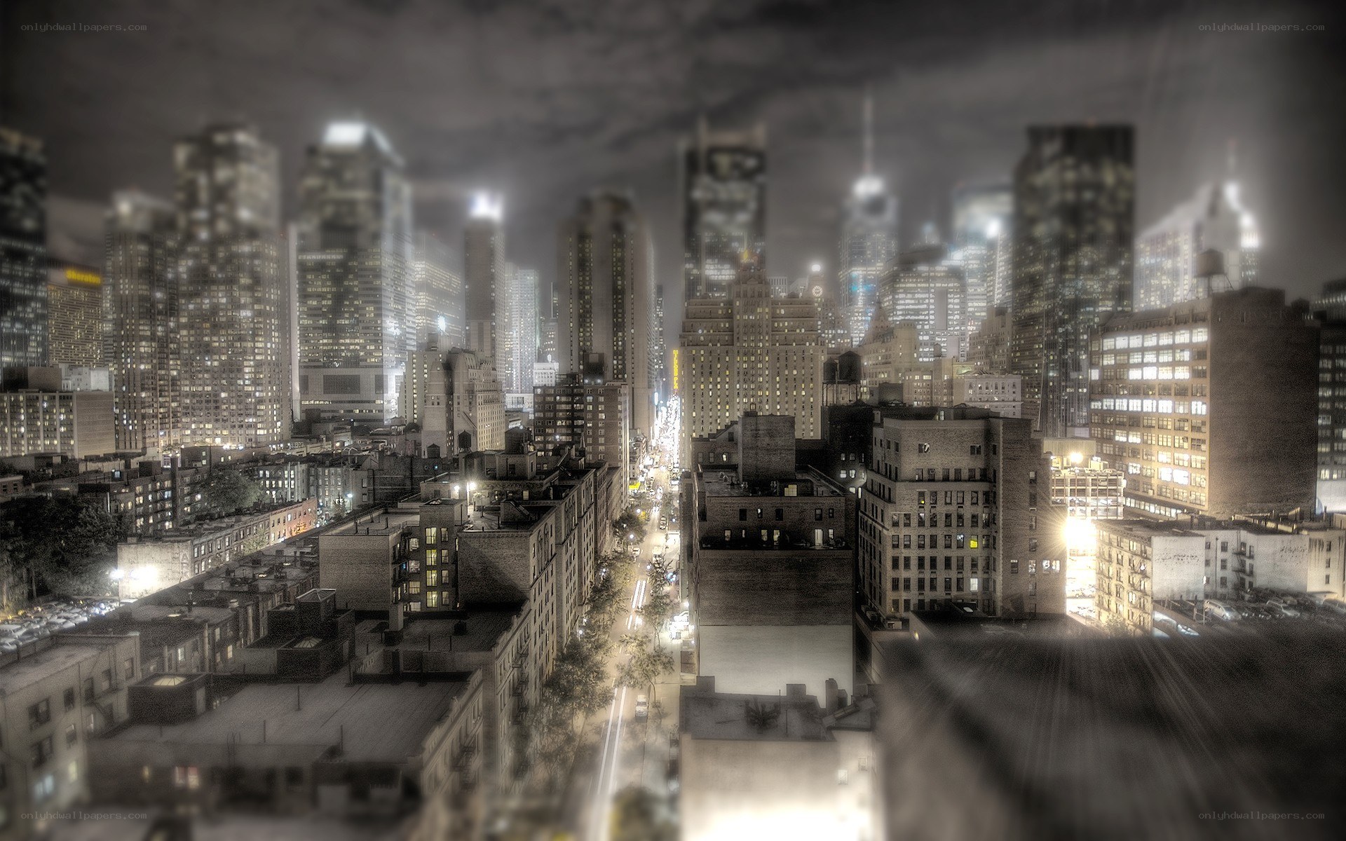 nighttime city skyline view