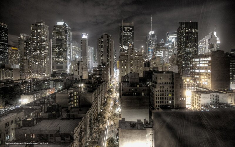 nighttime city skyline view