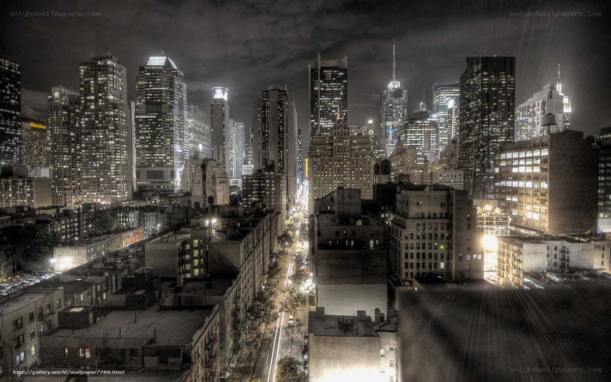 nighttime city skyline view