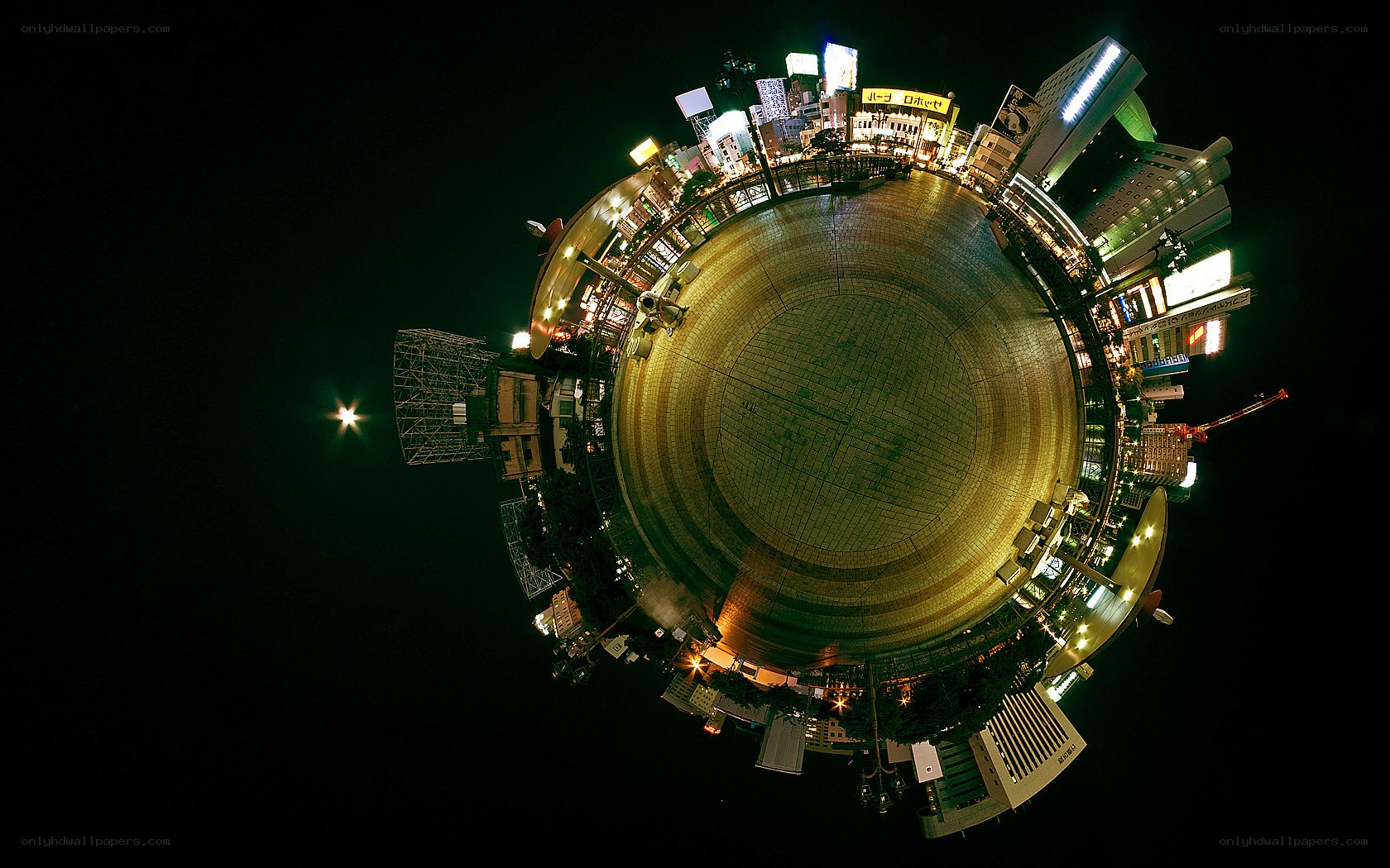 nighttime city sphere panorama