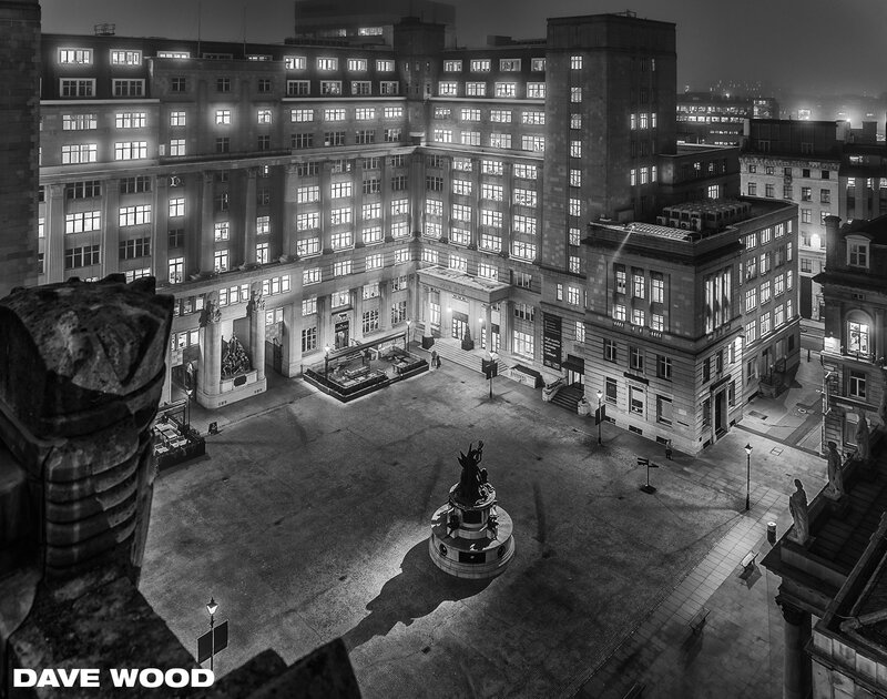 Nighttime City Square — Black, Dramatic