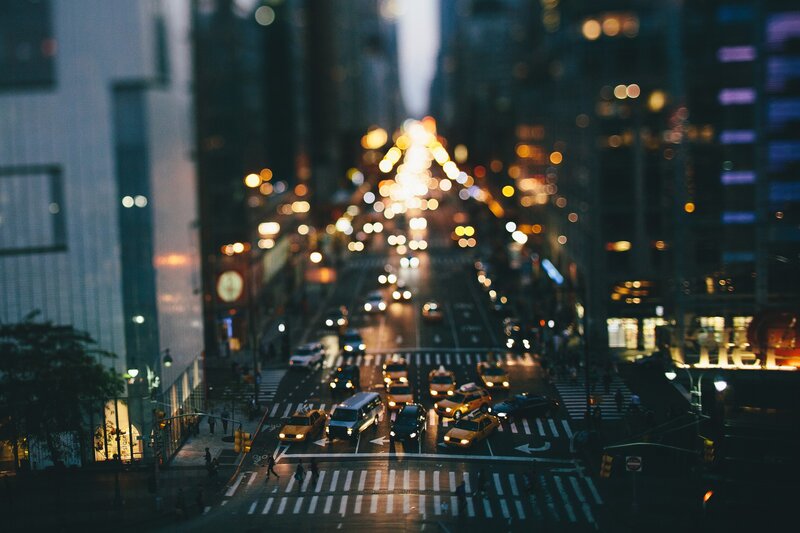 Nighttime City Street — Black, Busy