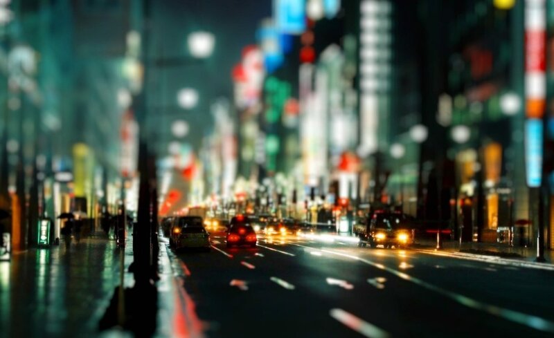 Nighttime City Street — Black, Dramatic