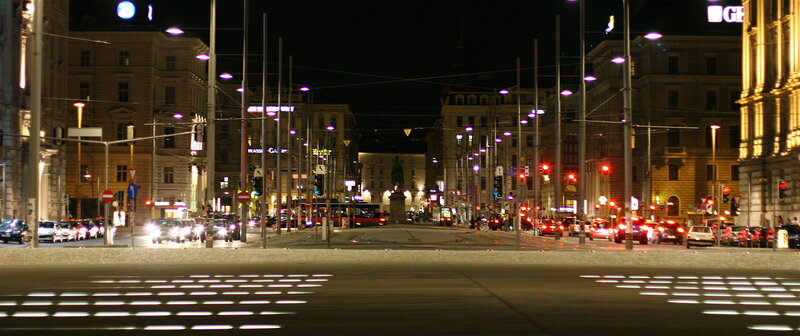Nighttime City Street — Black, Urban, Night, Photograph