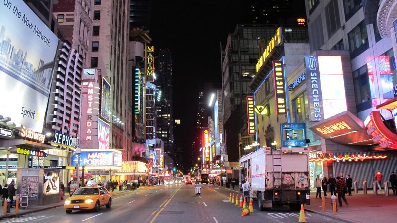 Nighttime City Street — Black, Vibrant, Night, Photograph