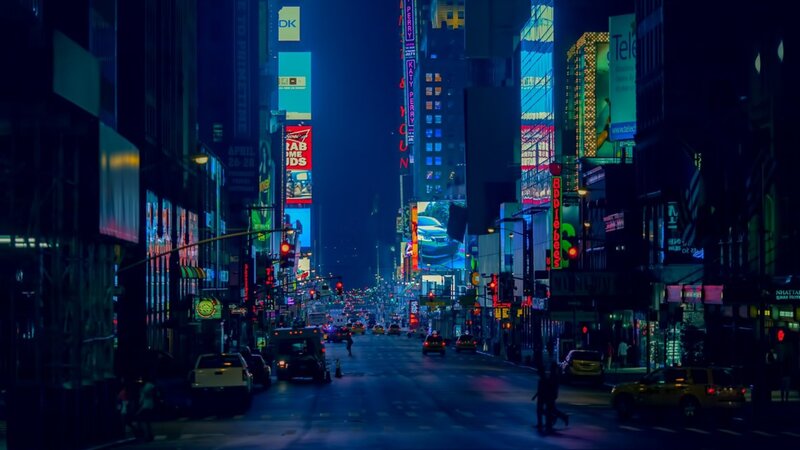 Nighttime City Street — Blue, Dark