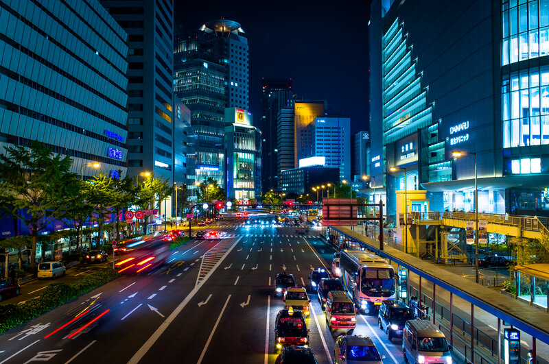 Nighttime City Street — Blue, Dramatic, Night