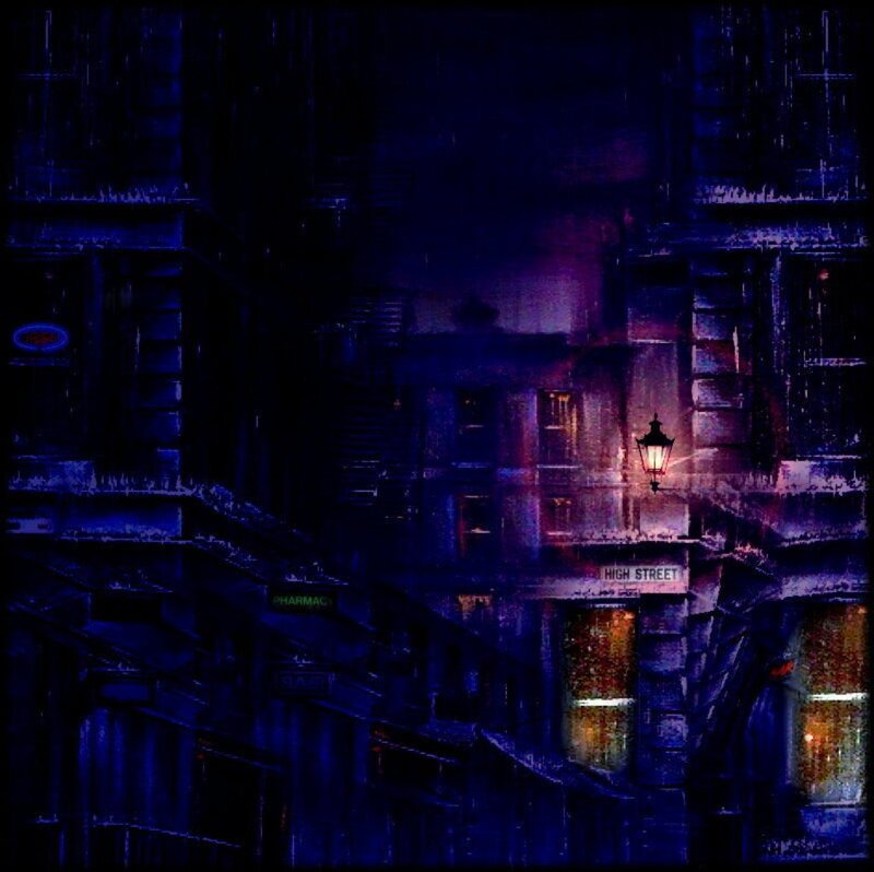 Nighttime City Street — Blue