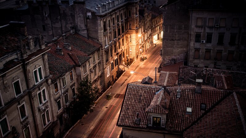 Nighttime City Street — Brown, Dramatic, Night
