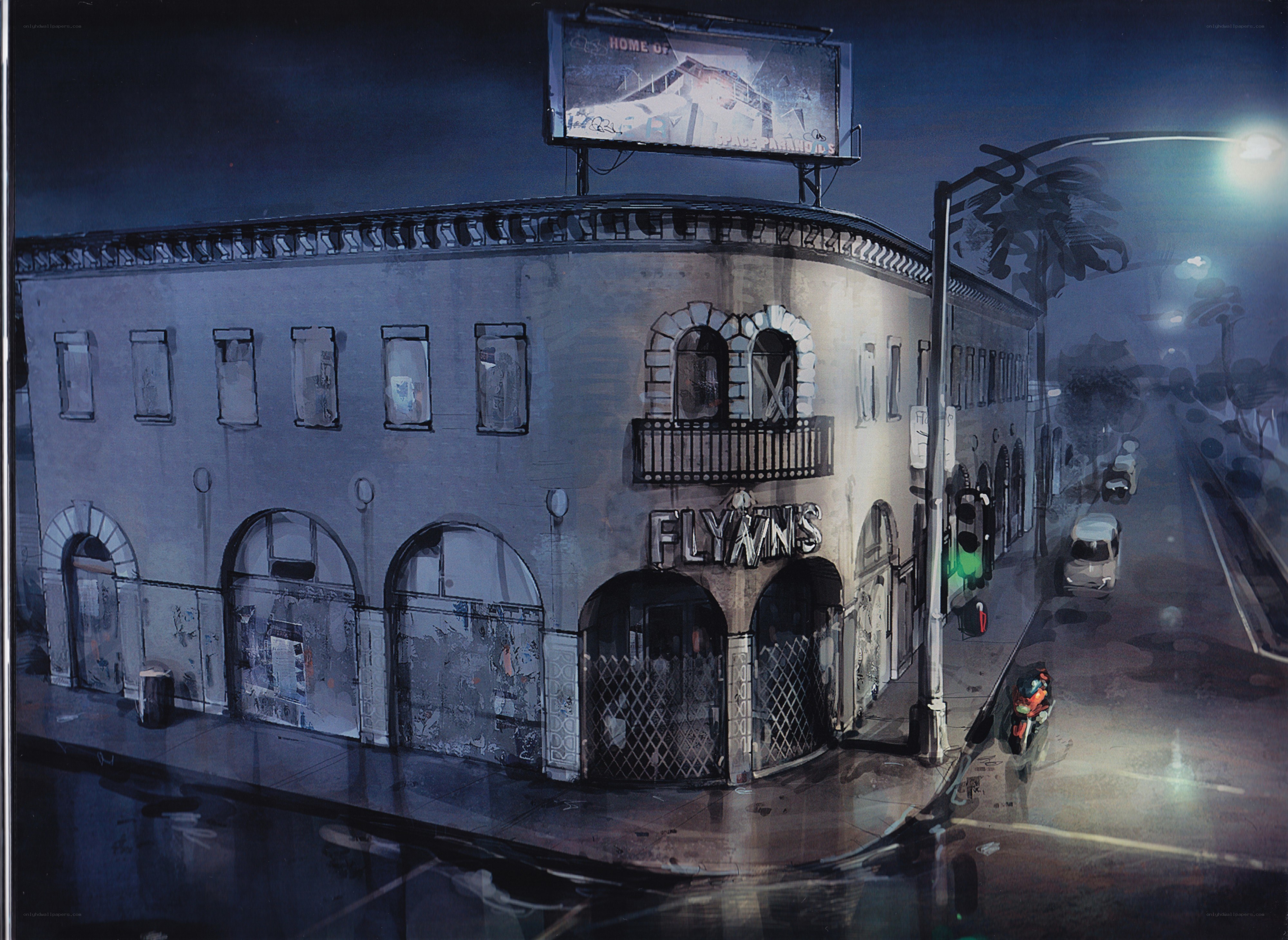 nighttime city street corner