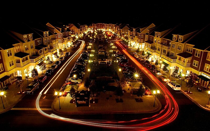 nighttime city street lights