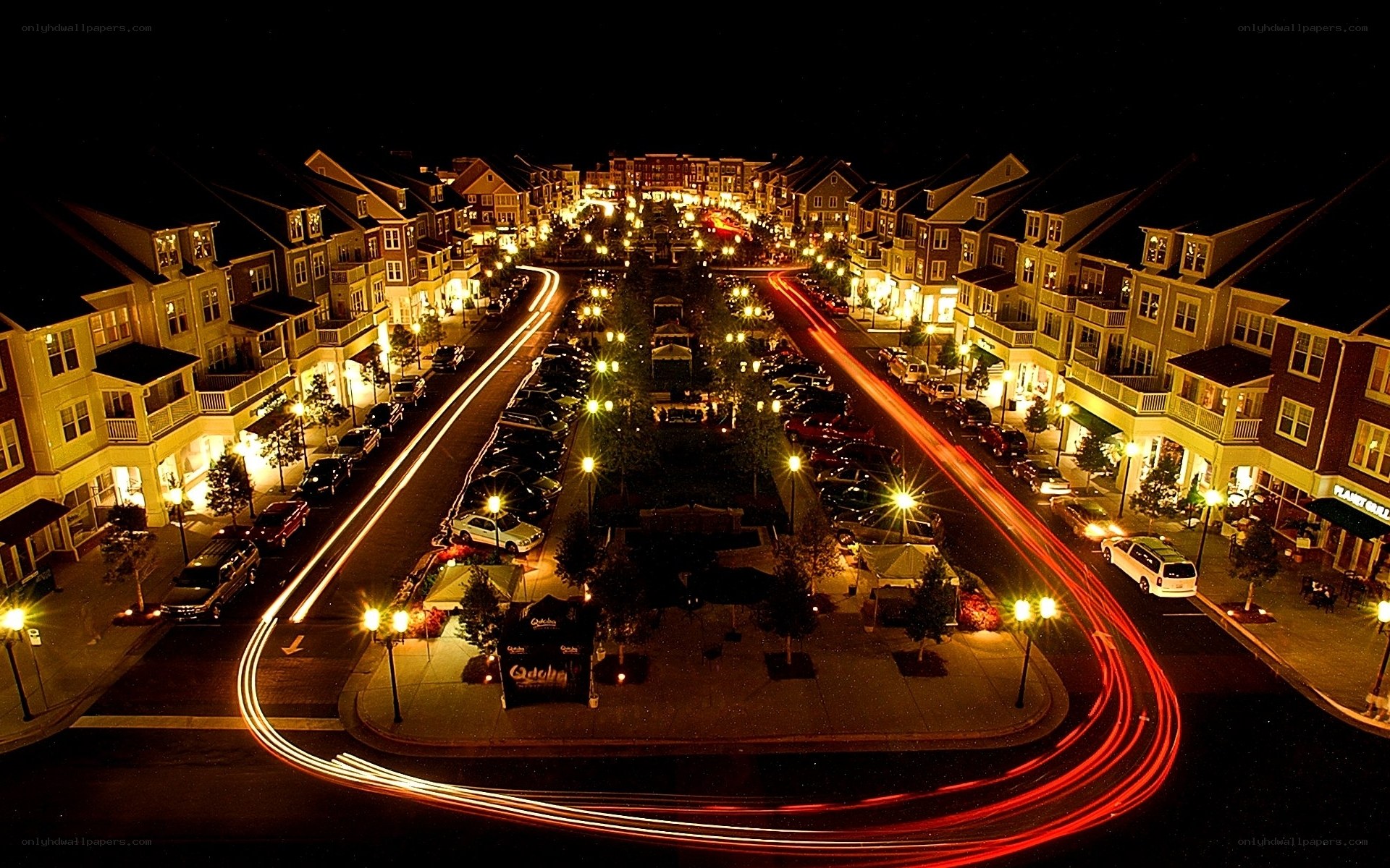 nighttime city street lights
