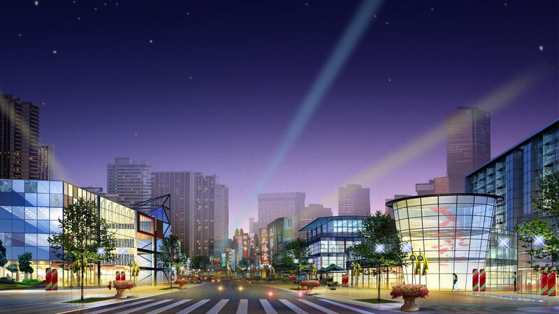 Nighttime City Street — Purple, Serene