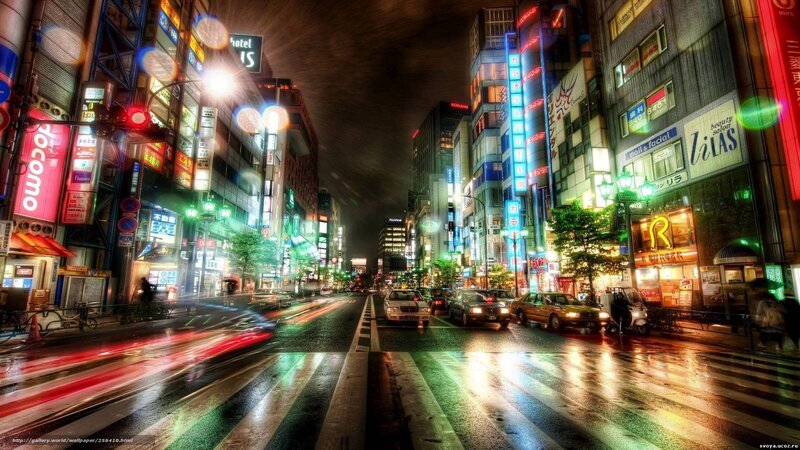 Nighttime City Street — Red