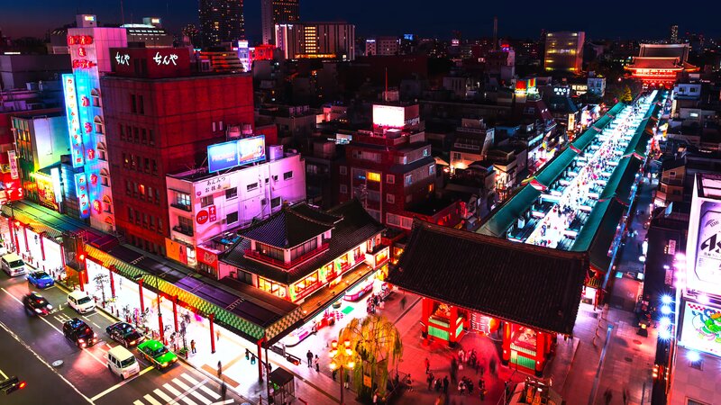 Nighttime City Street — Red, Vibrant, Night