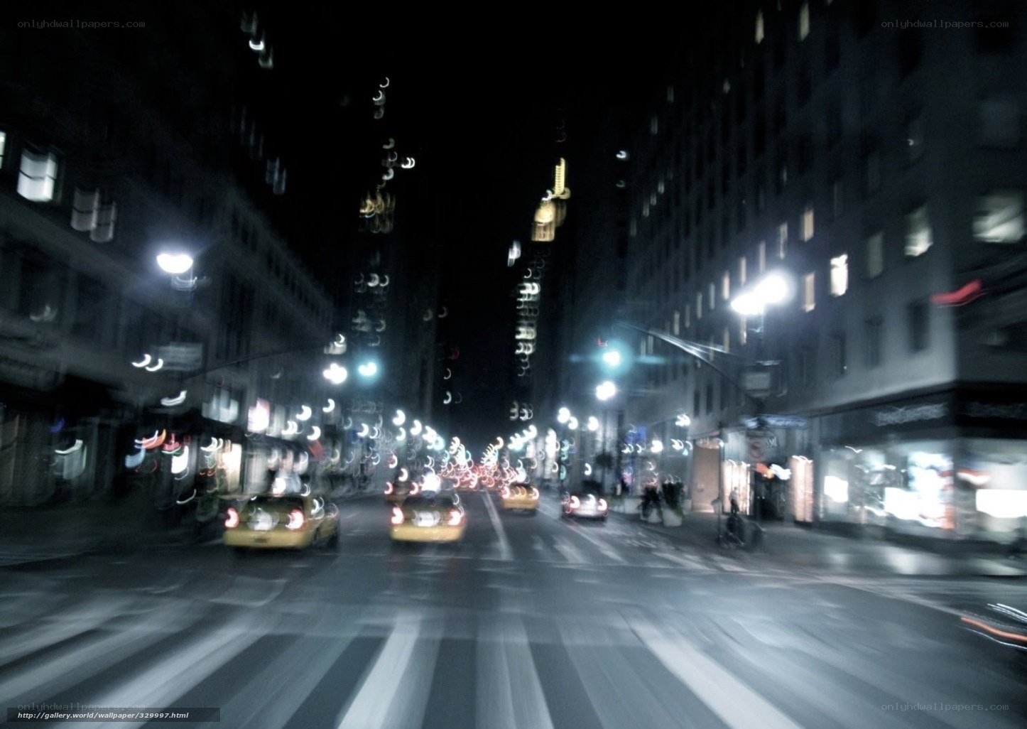 Nighttime city street with motion blur
