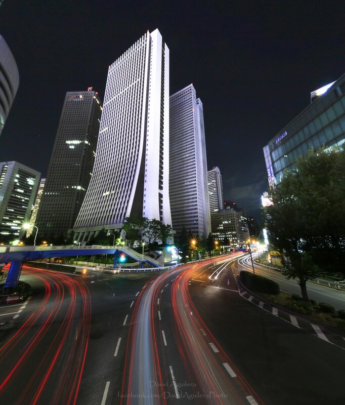 Nighttime City Traffic — Black, Dramatic, Night, Photograph, Skyscrapers