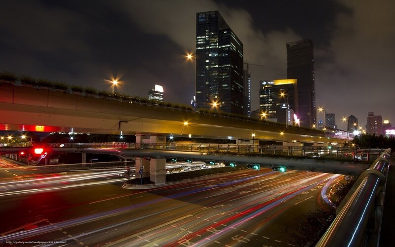Nighttime City Traffic — Black, Dramatic, Night, Photograph